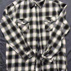 Men's Black, Green and White Plaid Casual Shirt